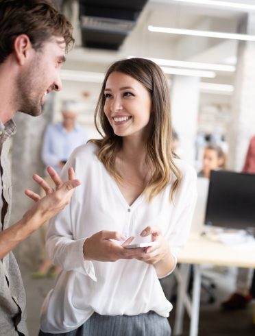 group of business people collaborating on project in office