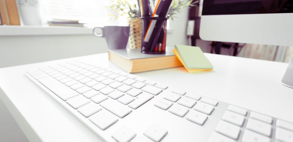 white office desk table